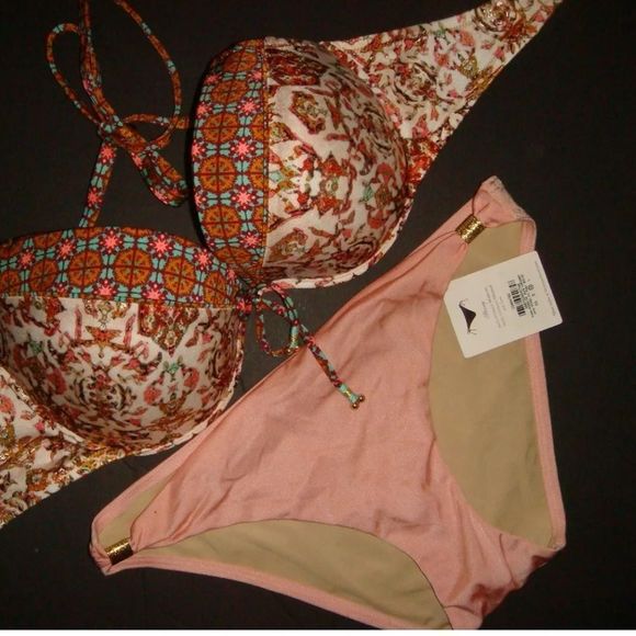NWT VS 32DDD BIKINI VENETIAN MOSAIC Turquoise teal - Picture 1 of 4